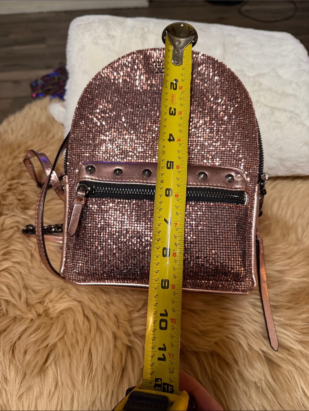 Victoria Secret Pink Studded Bling Mini Backpack & Pink Rosette Makeup Bag - Picture 9 of 12
